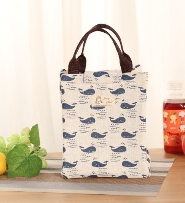 Sac de pique-nique de bande dessinée sac à déjeuner isotherme Bento alimentaire poche de pique-nique déjeuner en plein air conteneur toile sacs de maman pour les femmes enfants: Whale