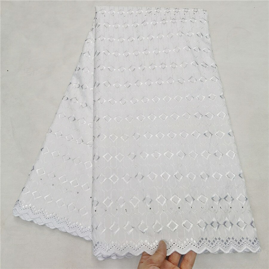 Zwitserse Kant Stof Satijn 100% Katoen Borduren Afrikaanse Katoen Stoffen Zwitserse Voile Kant Populaire Dubai Stijl 5 Yards: 6