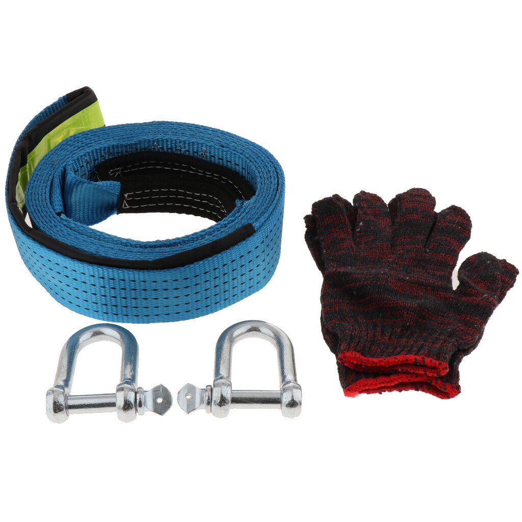 Combo - U Hooks Shackles ,Tow Strap ,Storage Bag and Gloves: 5 Meters 