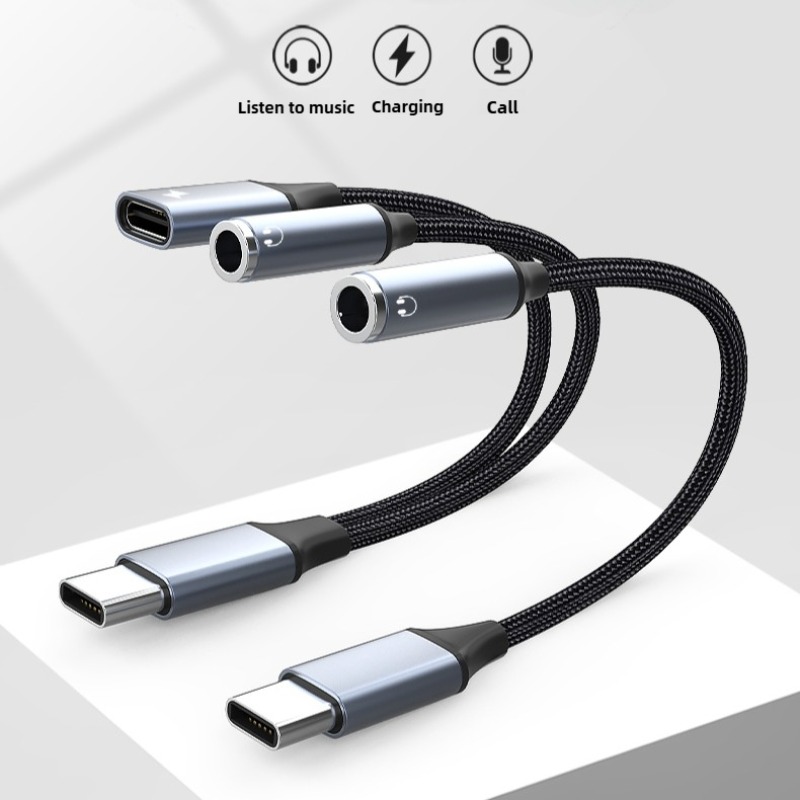 2 In 1 USB C To 3.5mm Headphone Jack Adapter - Foto 6