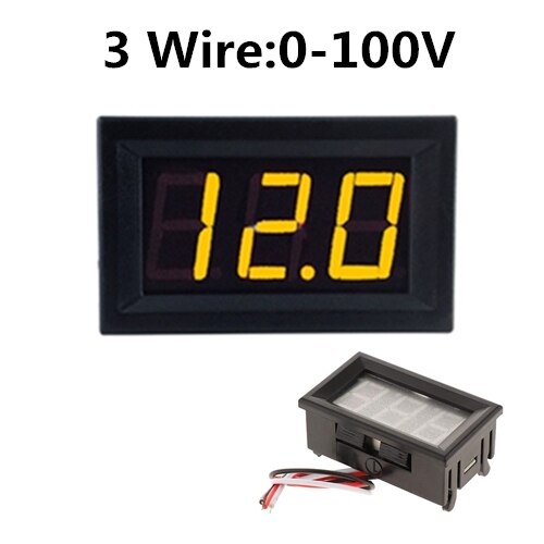 Digital Voltmeter 3 Wire DC 0V to 30V Digital Voltmeter Voltage Panel Meter For 6V 24V Electromobile Motorcycle Car 0.56 '': 3 Wire Yellow