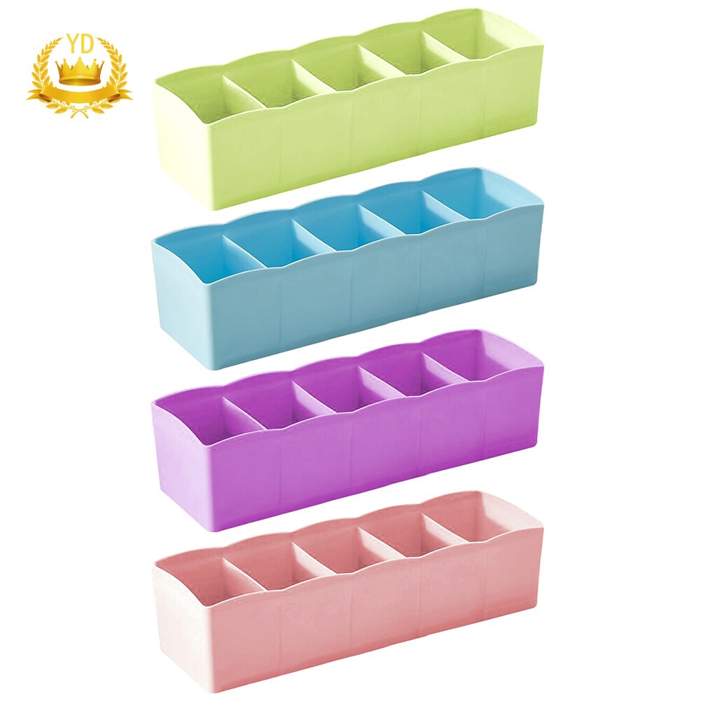 Storage Box 5 Grids Multi-function Storage Basket Wardrobe for Tie Bra Socks Underwear Plastic Container