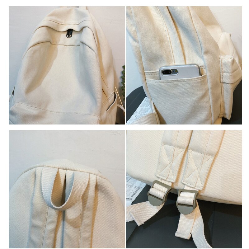 Canvas schooltassen voor meisjes, tieners, rugzakken, dames, boekentassen, middelbare scholieren, universiteits- en collegestijl.