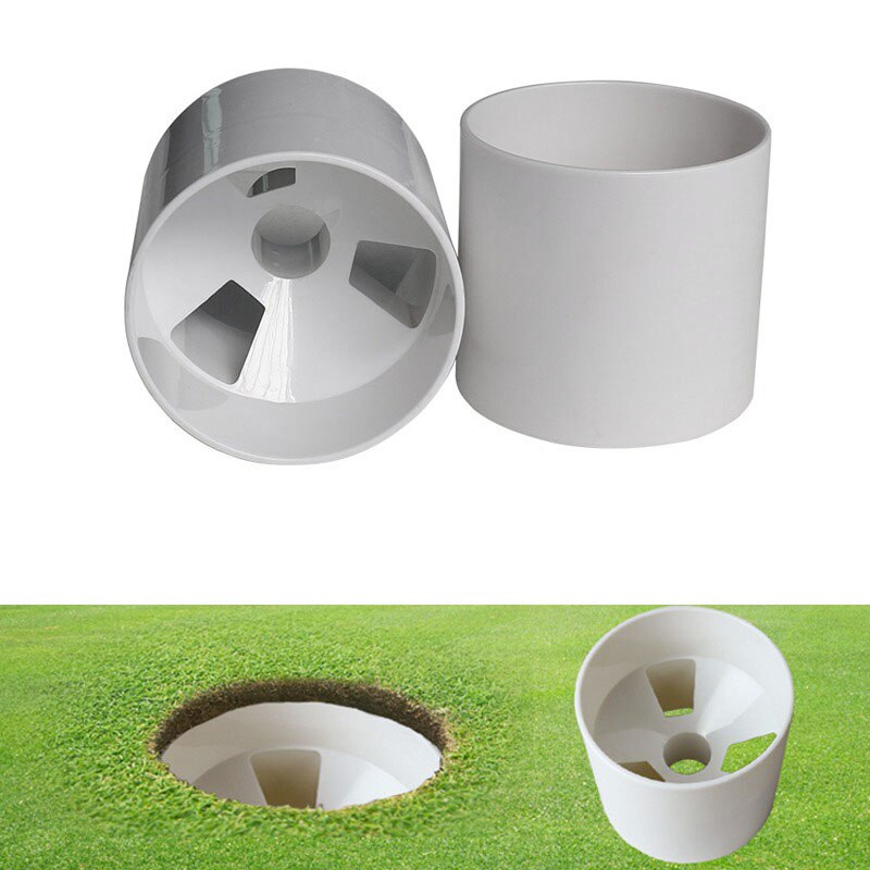 2.7cm blænde udendørs golf træning flagstang hul kop golf træningshjælpemidler tre huller hvid plast golf hul kop: Default Title