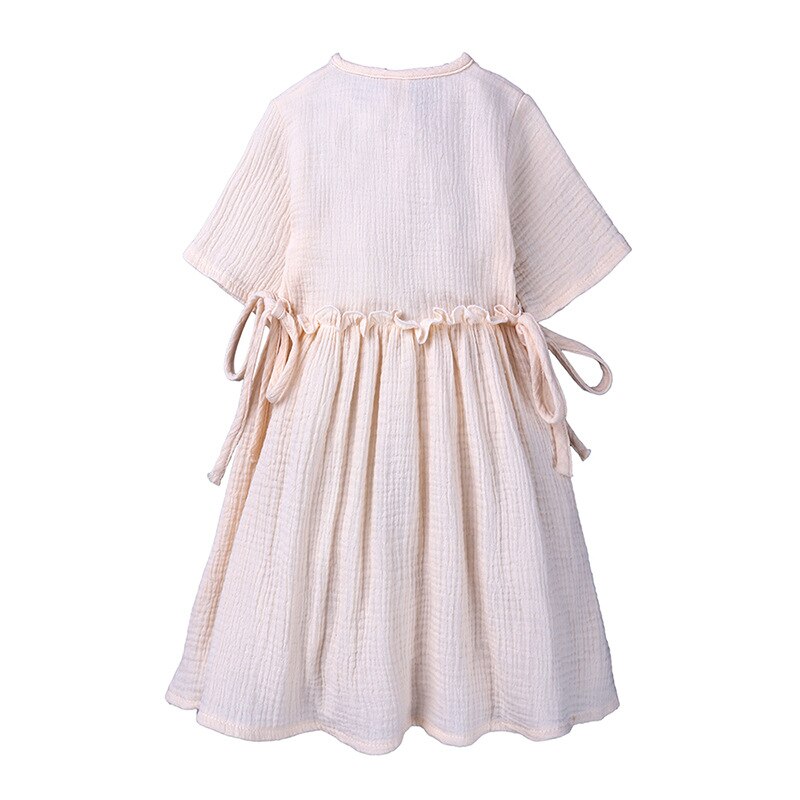 Vestidos de verano para niñas pequeñas, ropa de lino para Primavera, volantes, princesa: cream-colored / 4T