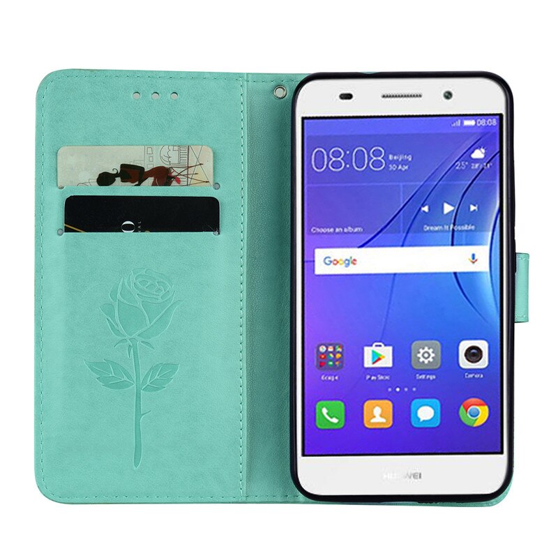 Funda de cuero con flor 3D para Huawei Y3 Y 3 tarjetero funda de cartera para Huawei y3 CRO-L22 funda de CRO-U00