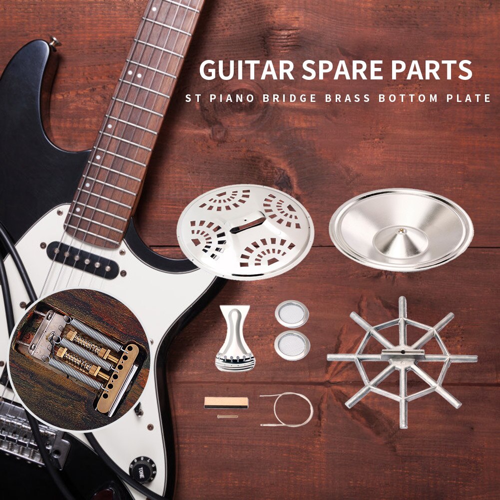 8pcs/set Dobro Guitar Accessories Parts with Resonator Cone Soundhole Screens Tailpiece Spider Bridge Saddle Guitar parts
