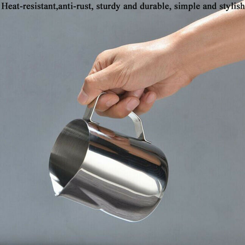 Jarra de café de acero inoxidable de 150/350/600ml, jarra artesanal para leche, café para el hogar, cocina, café Latte, jarra artística, taza, 3 tamaños