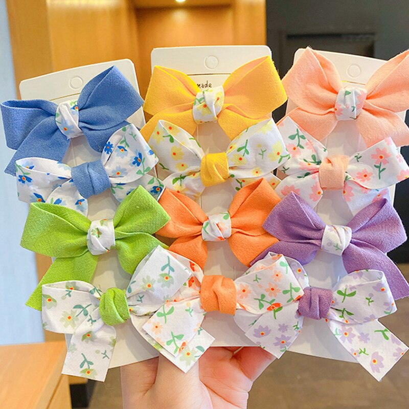 2Pcs Kleurrijke Baby Haar Clips Bows Kids Haarspelden Solid Bloemen Kinderen Haarspeldjes Clips Haar Accessoires Voor Baby Meisjes