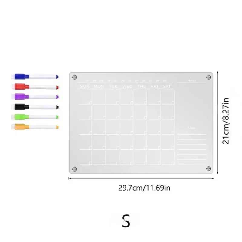 Kühlschrankmagnet, Kalender, Magnettafel, Wochenplaner, wiederverwendbare, trocken abwischbare Tafel, Zeitplan, transparente Kühlschrank-Nachrichten-Menü-Spielereien