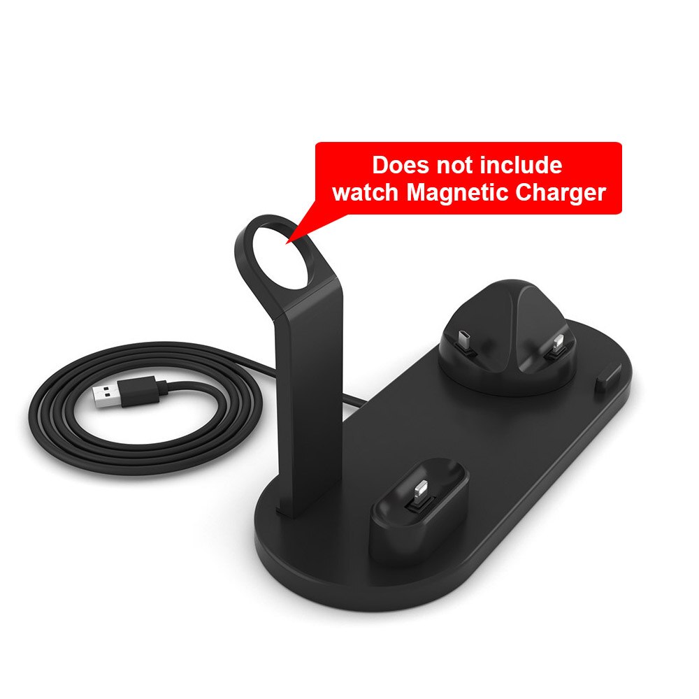 FDGAO Station de chargement support de support pour iPhone 11 Pro X XR XS MAX 8 7 6s Plus pour Apple Watch Series Airpods pro chargeur: Noir