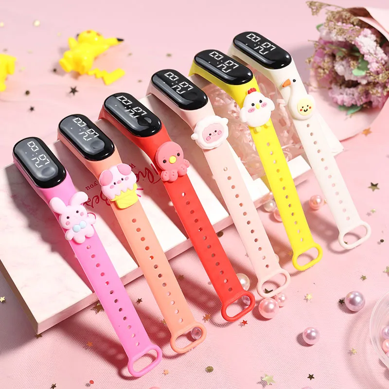 Reloj Digital de para niños, relojes deportivos de silicona, relojes electrónicos para niñas, reloj de pulsera Led de dibujos animados para niños