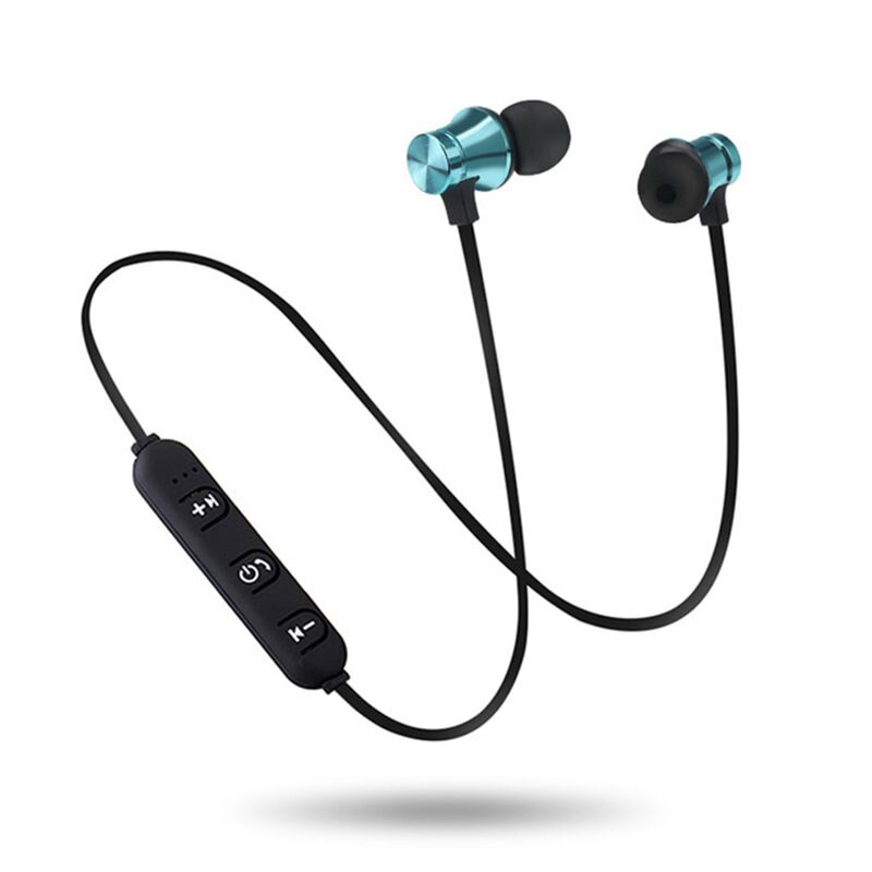 Trådløs bluetooth øretelefon håndfri halsbånd magnetisk headset stereo sport musik gaming hovedtelefon med mikrofon til alle smartphones: Blå
