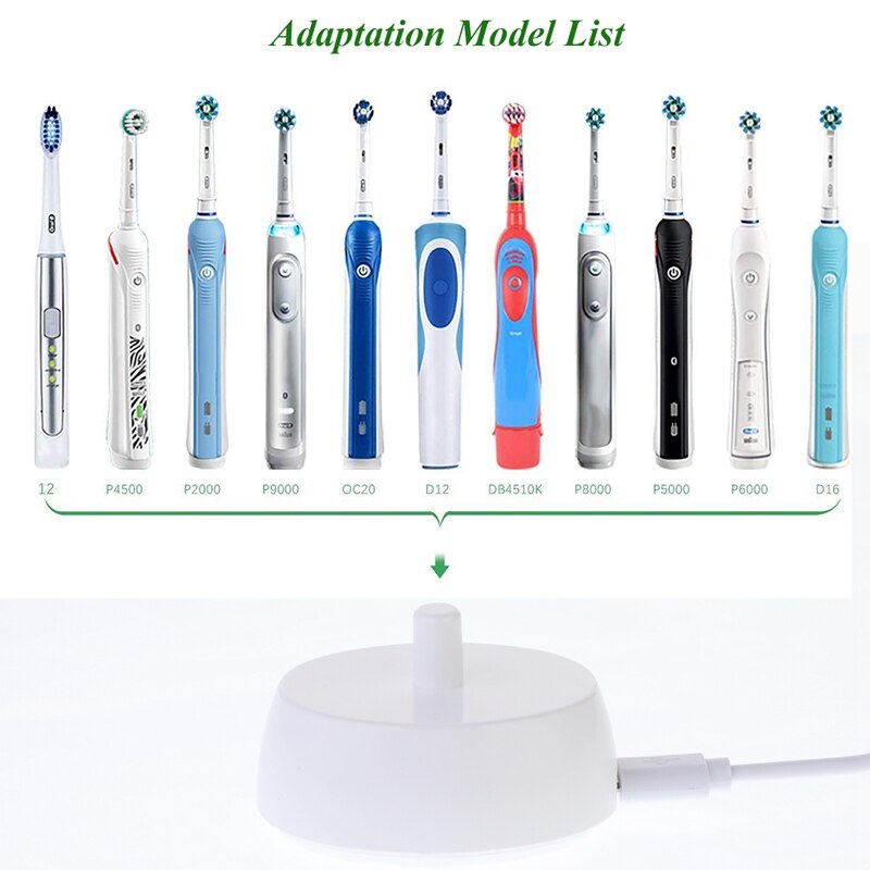 Voor Braun Oral B Tandenborstel Vervanging Lader Voeding Inductieve Opladen Houder Model 3757 Usb Kabel: White