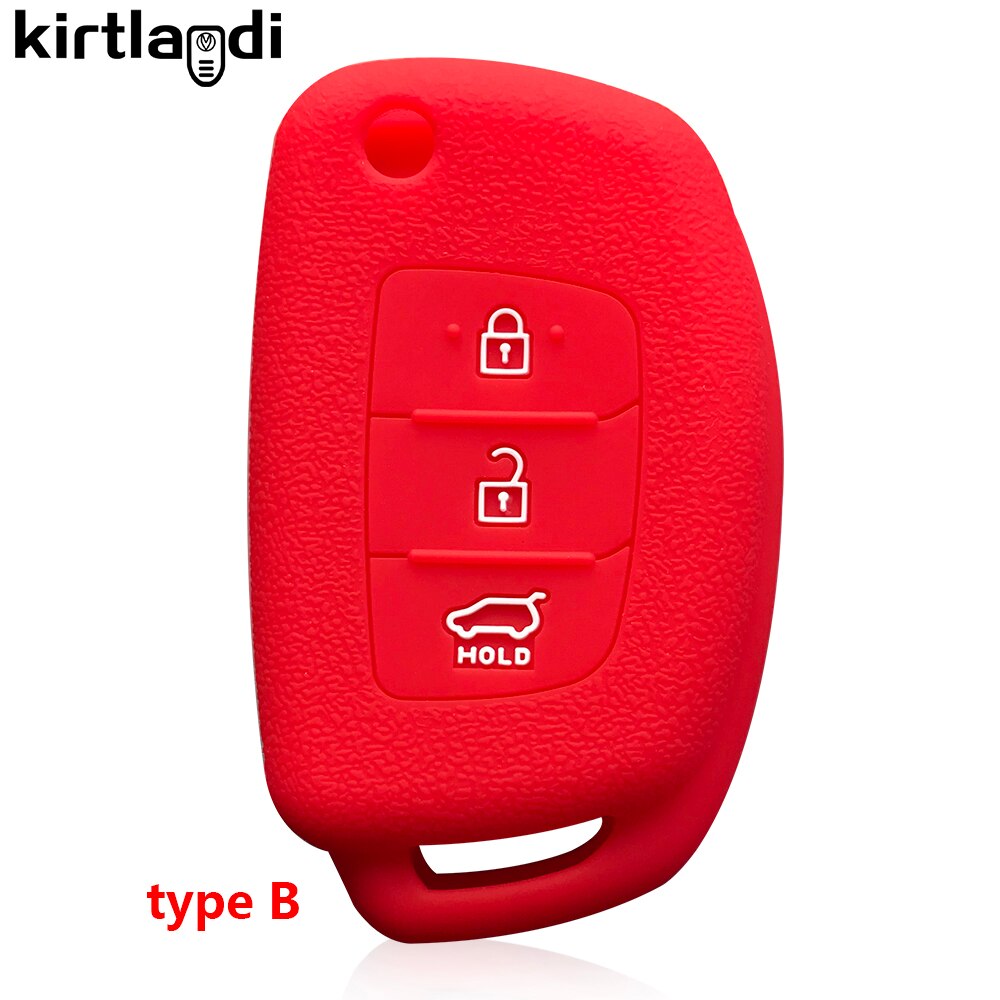 Kirtlandi – housse de protection en Silicone pour clé de voiture, pour Hyundai Solaris I10 I20 Ix25 Elantra, accessoires: type B red