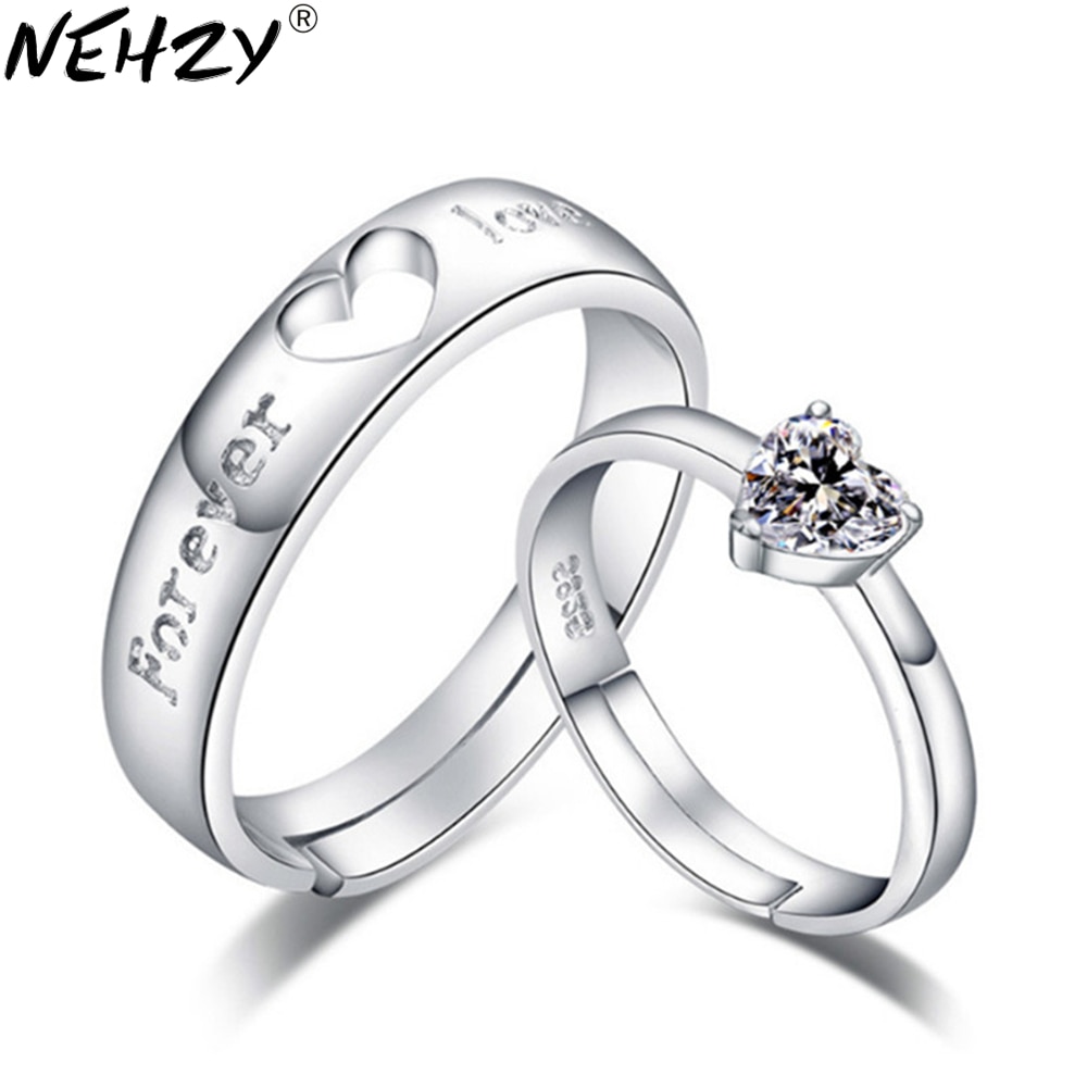 Nehzy Mode Zilveren Sieraden Beste Paar Hartvormige Hollow Ring Opening Zilveren Ring Verstelbare Eenvoudige Populaire