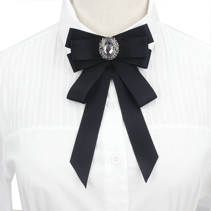 Mode Vlinder Knoop Lint Diamant Bowtie College Dames Wit Rhinestone Shirts Strikje Cadeau Voor Vrouwen Accessoires