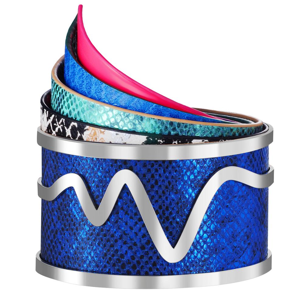 Brazalete de botón magnético intercambiable para mujer, pulsera de cuero de PU, pulseras de joyería india de Georgettes, brazaletes de amor para mujer