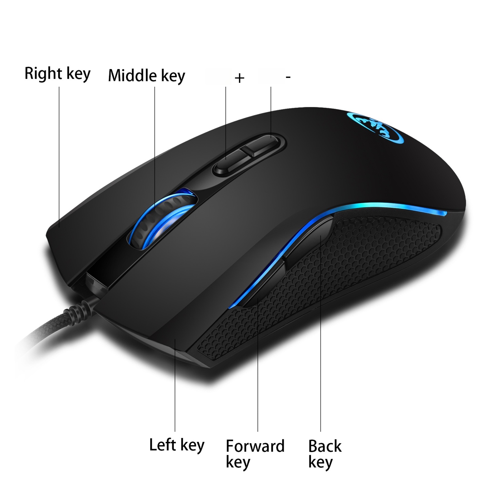 Usb computer keyboard and mouse set, , 61 keys, wired rgb backlighting + wired gaming mouse, colorful led lighting, , 4-- level movement speed: Default Title
