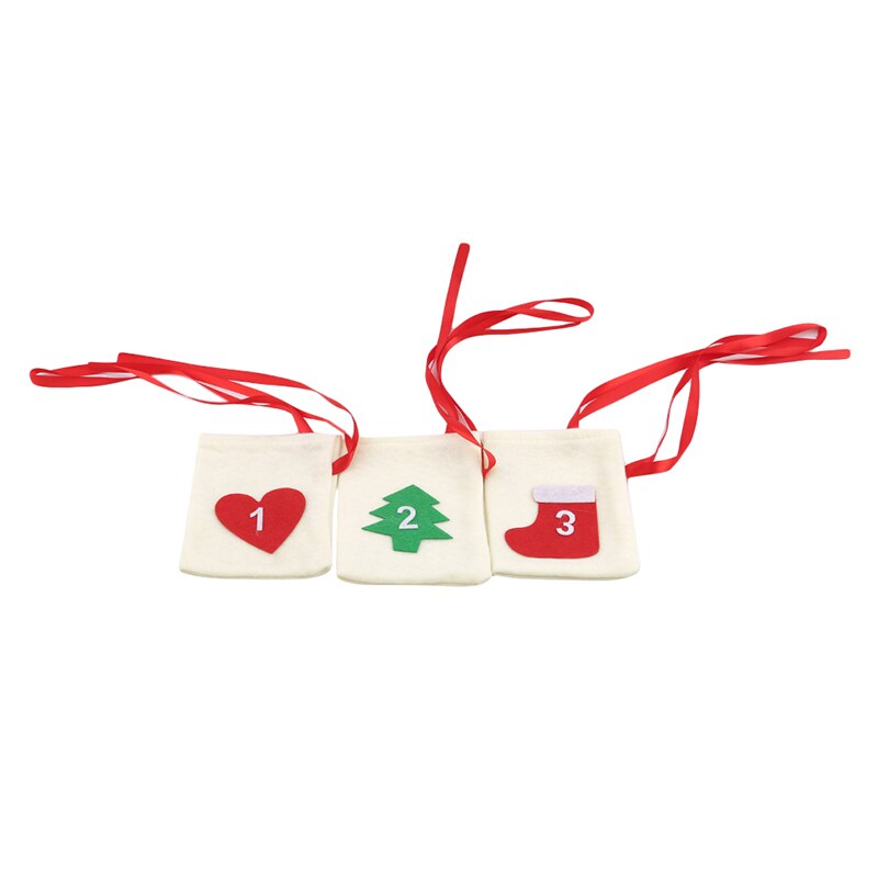 Fabric Christmas Countdown Advent Calendar Candy Bags Hanging Year Christmas Party Decoration 11x16cm