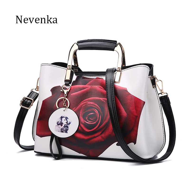 Nevenka Femmes Sac À Main Femme Style Peint Sacs À Bandoulière Fleur Motif Messenger Sacs En Cuir décontracté Fourre-Tout Sac de Soirée