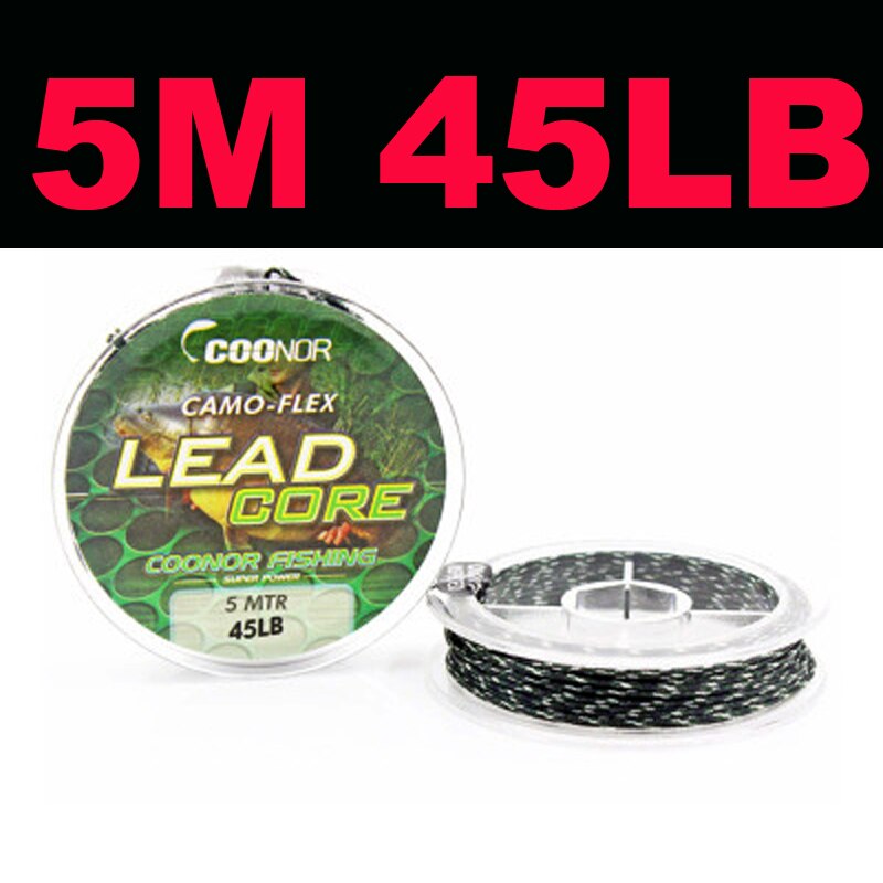 Sedal de pesca de plomo trenzado de 5m 35lb 45lb 55lb, Sedal líder de carpa, línea principal de pesca gruesa de carpa, aparejos de pesca: 45LB 5m green