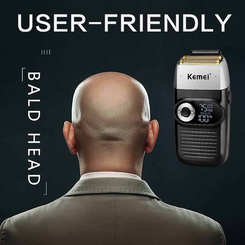 Kemei 2026 2 in 1 Rechargeable Electric Shaver LCD Display Portable Cordless Men Reciprocating Razor Beard 0mm Hair Trimmer