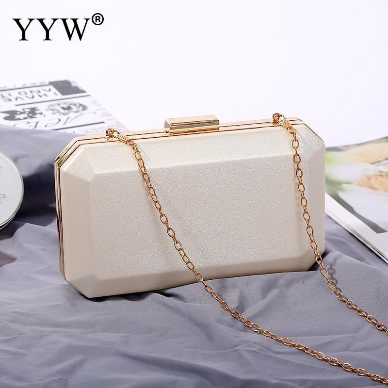 Vrouwen Handtas Avondtassen Voor Party Vrouwen Keten Schoudertas Dames Mode Gold Clutch Box Zak Vrouwen Messenger Purse: white