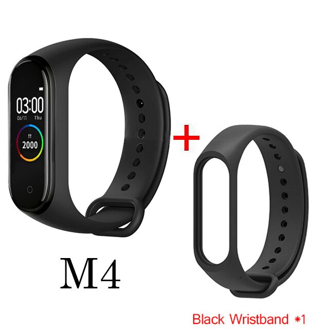 M4 Blutdruck Sauerstoff Verbunden Uhr IP67 Wasserdichte Fitness Armbinde Aktivität Tracker Sport Clever Uhren Für IOS Android: Schwarz mit Gurt 3