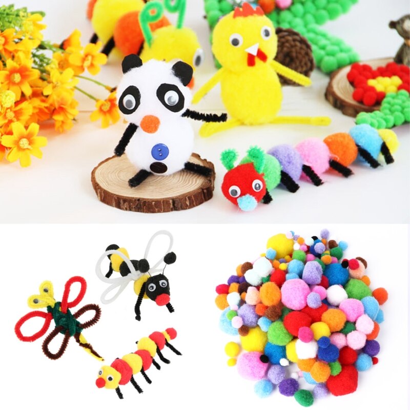 200 pièces Couleurs Assorties Artisanat Pompons Créative Faisant Hobby Fournir OUTILS DE BRICOLAGE M89A