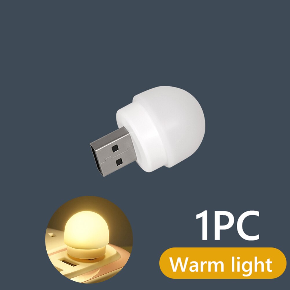 USB Plug Night Light Portable USB Small Book Lamps White Warm LED Reading Light Eye Protection Desk Lamp for Household Bedroom: Ivory 1PCS