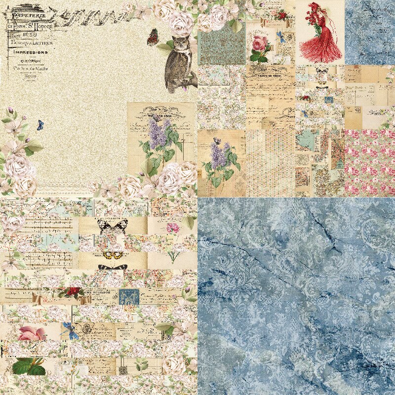 Papeles de Material Retro para manualidades, álbum de recortes, diario, , papel decorativo, 12 unids/lote