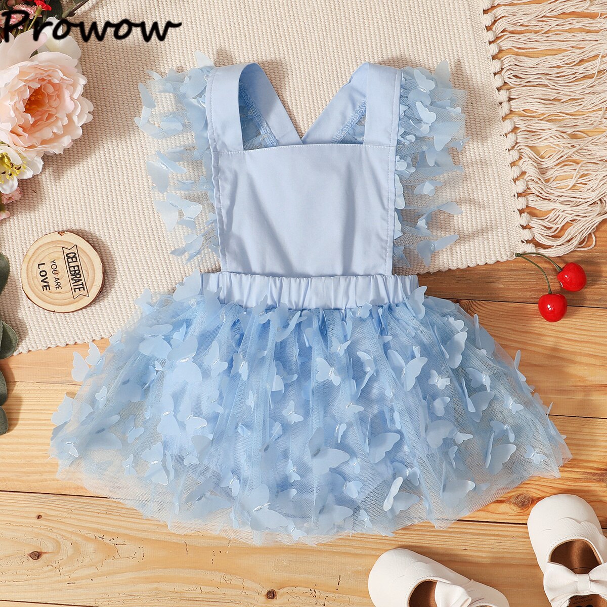 Prowow Prinzessin Baby Mädchen Strampler Kleid Sommer Süße Schmetterling Gittergewebe Karosserie Für Kleinkinder Geburtstag Party Baby Mädchen Kleidung