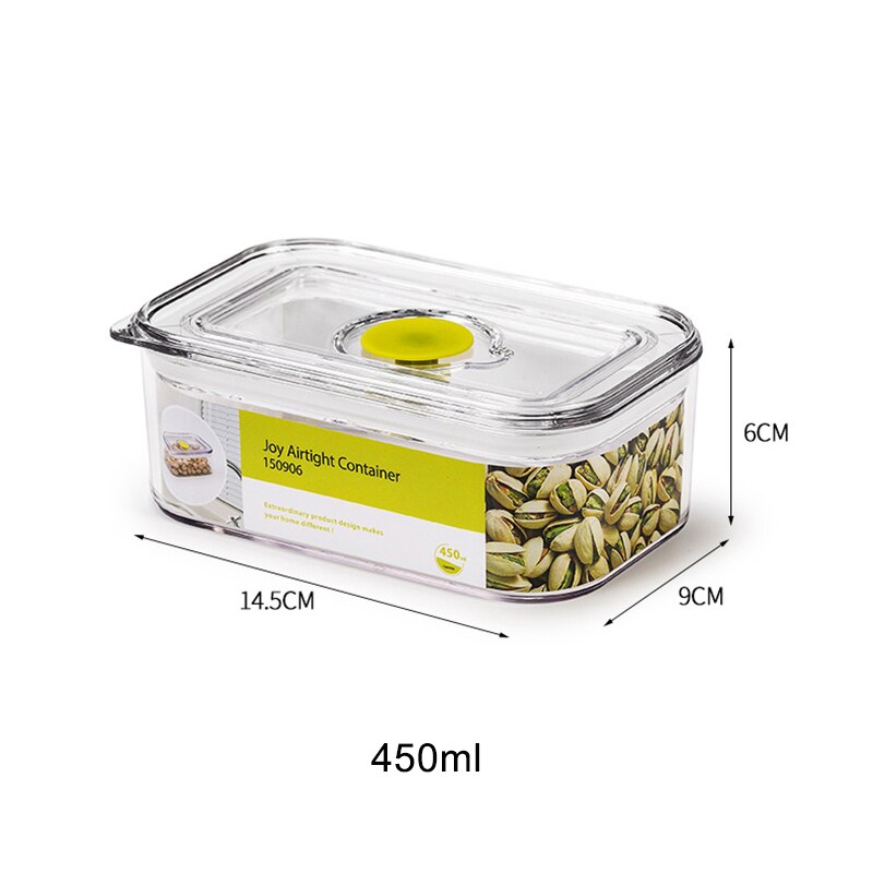 Luchtdicht Voedsel Opslag Containers Plastic Pantry Potten Boite Hermetique Alimentaire Transparant Bus Keuken Organizer: 450ml Square