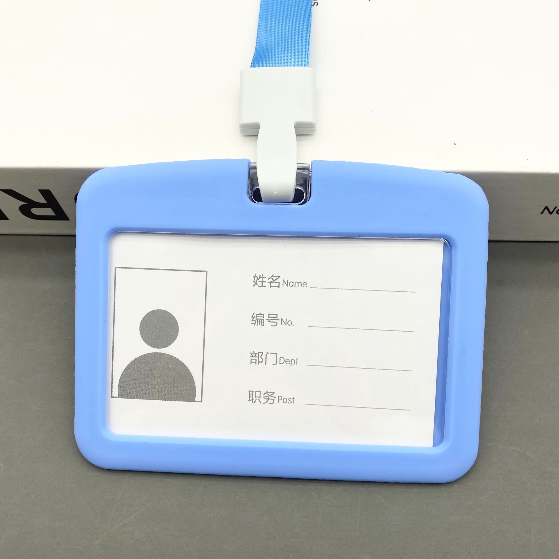 Vrouwen Mannen Plastic Id Credit Bank Kaarthouder Studenten Bus Card Case Lanyard Werknemer Effen Kleur Identiteit Badge Kaarten Cover: light blue