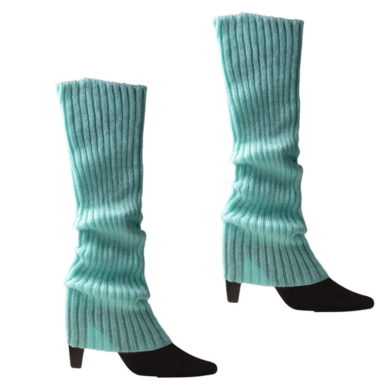 Women Vintage 80s Ribbed Knitted Leg Warmers Fluorescent Color Crochet Long Boot Socks Stockings for Party Dance Yoga: AB
