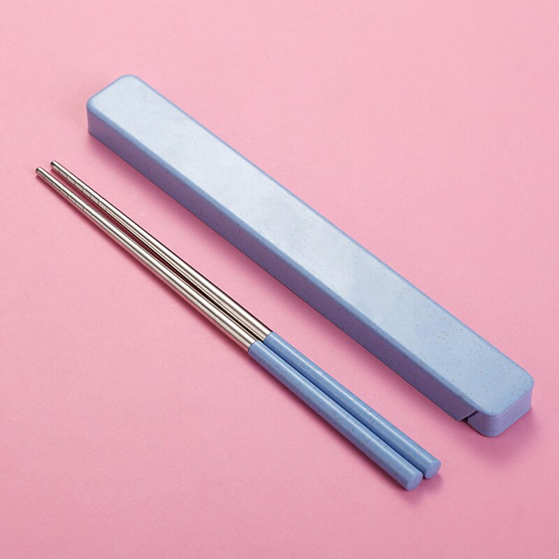 304 baguettes en acier inoxydable portable étudiant voyage baguettes réutilisables japonais sushi bento baguettes avec boîte de rangement: Blue box B
