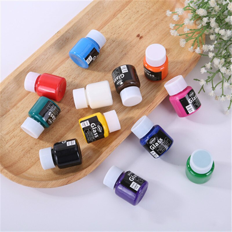 12 farver glaspigment akrylpigment tekstilstofpigment diy håndmalet keramisk maling