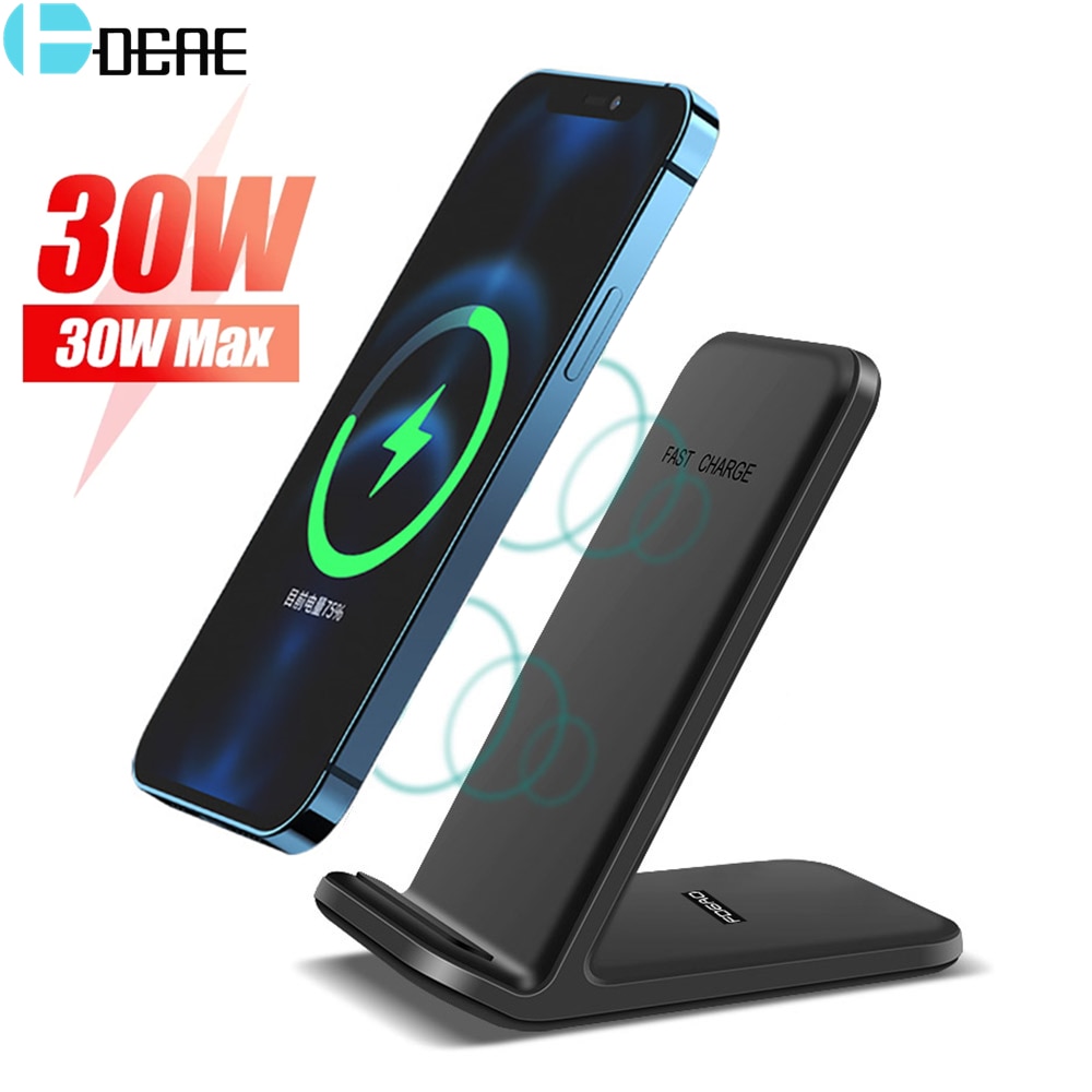 30W Qi Wireless Charger Stand for iPhone 13 12 Pro 11 XS XR 8 Fast Charging Dock Station Phone Chargers For Samsung S21 S20 S10