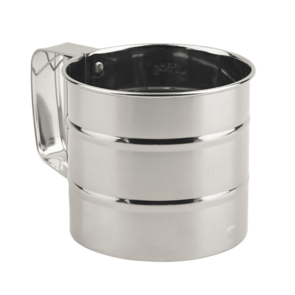 Handheld Baking Cake Tool Stainless Steel Mechanical Baking Icing Sugar Shaker Sieve Cup Mesh Powder Flour Sieve Accessory