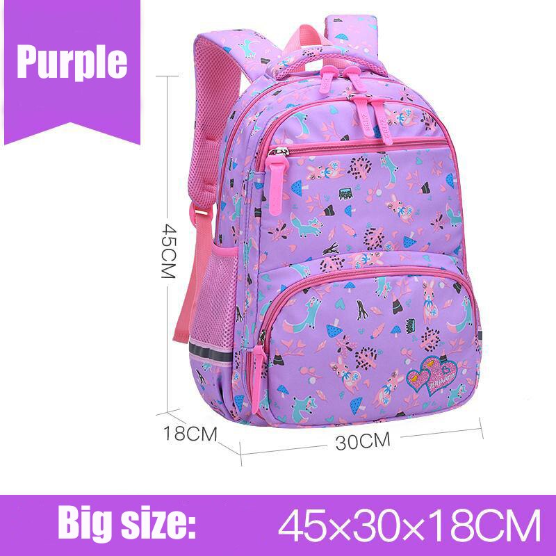 Sacs d'école primaire pour filles, sac à dos mignon, confortables, sacoche pour livres imperméables avec large bande d'épaule: Purple Big