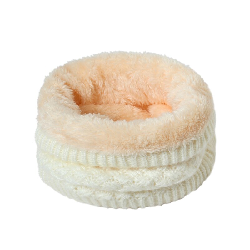 Unisex Winter Sjaal Vrouwen Warm Bont Dikke Snood Gebreide Ring Sjaals Kinderen Outdoor Solid Cashmere Beanie Bufanda: WJ75-3