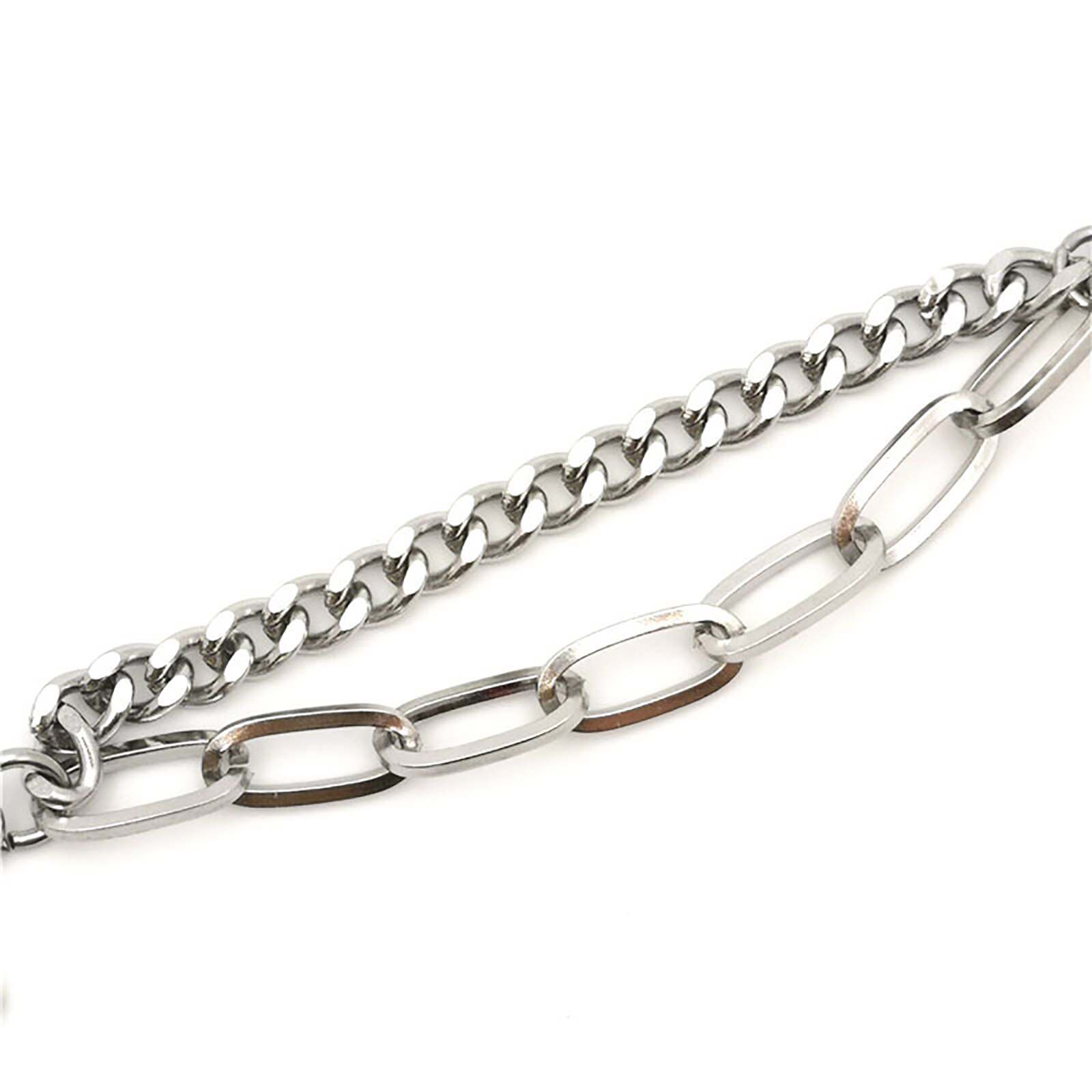 1 Piece Stainless Steel Link Curb Chain And Curb Chain Findings Bracelets Silver Color Oval
