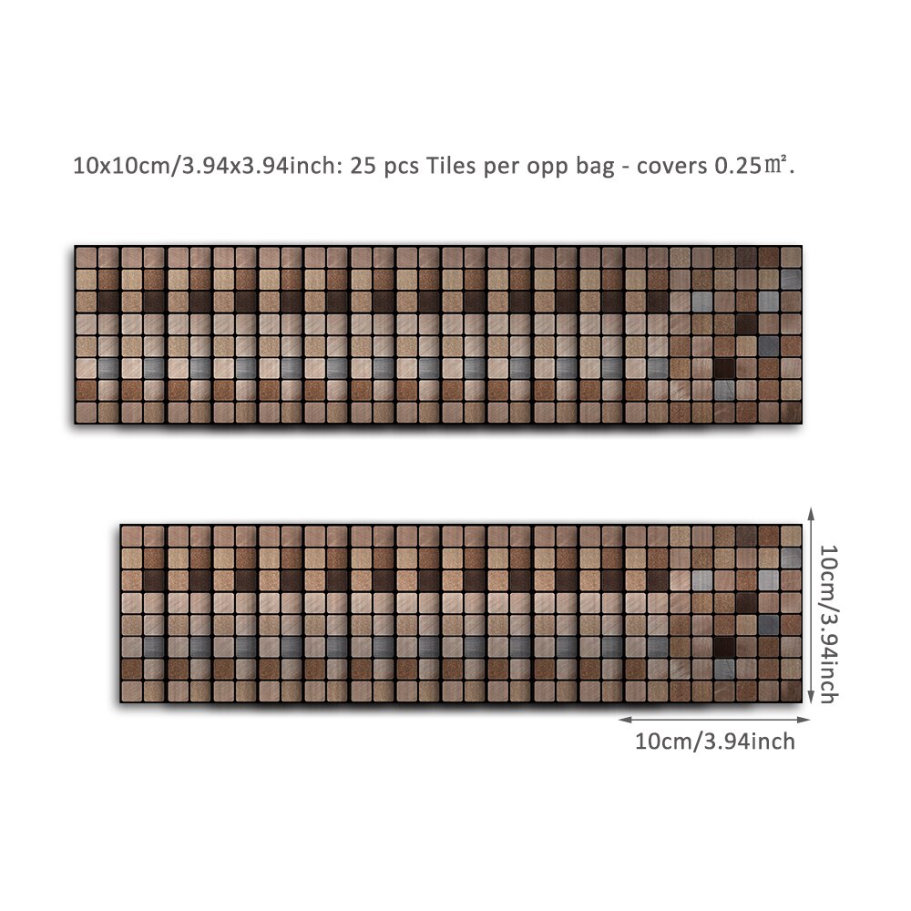 Funlife® Copper Metallic Mosaic Tile Sticker Self-Adhesive Kitchen Backsplash Wall sticker kitchen DIY Easy to Clean Peel&amp;Stick