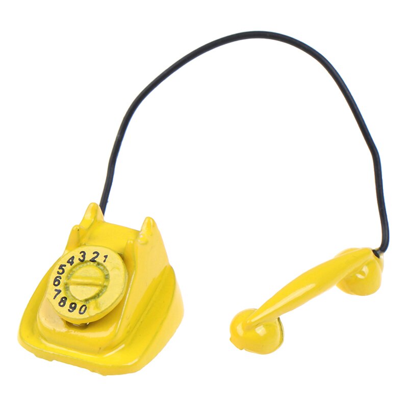 1:12 in miniatura Modello di Telefono Della Lega Dell'annata Retro Telefono Rotante Dollhouse Decorazione Accessori: 9