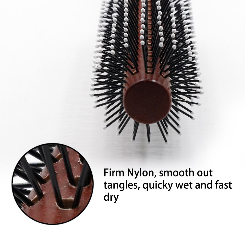 Mythus – peigne rond en bois pour cheveux bouclés, avec pointe sphérique, brosse antistatique pour coiffure naturelle, outil de coiffeur
