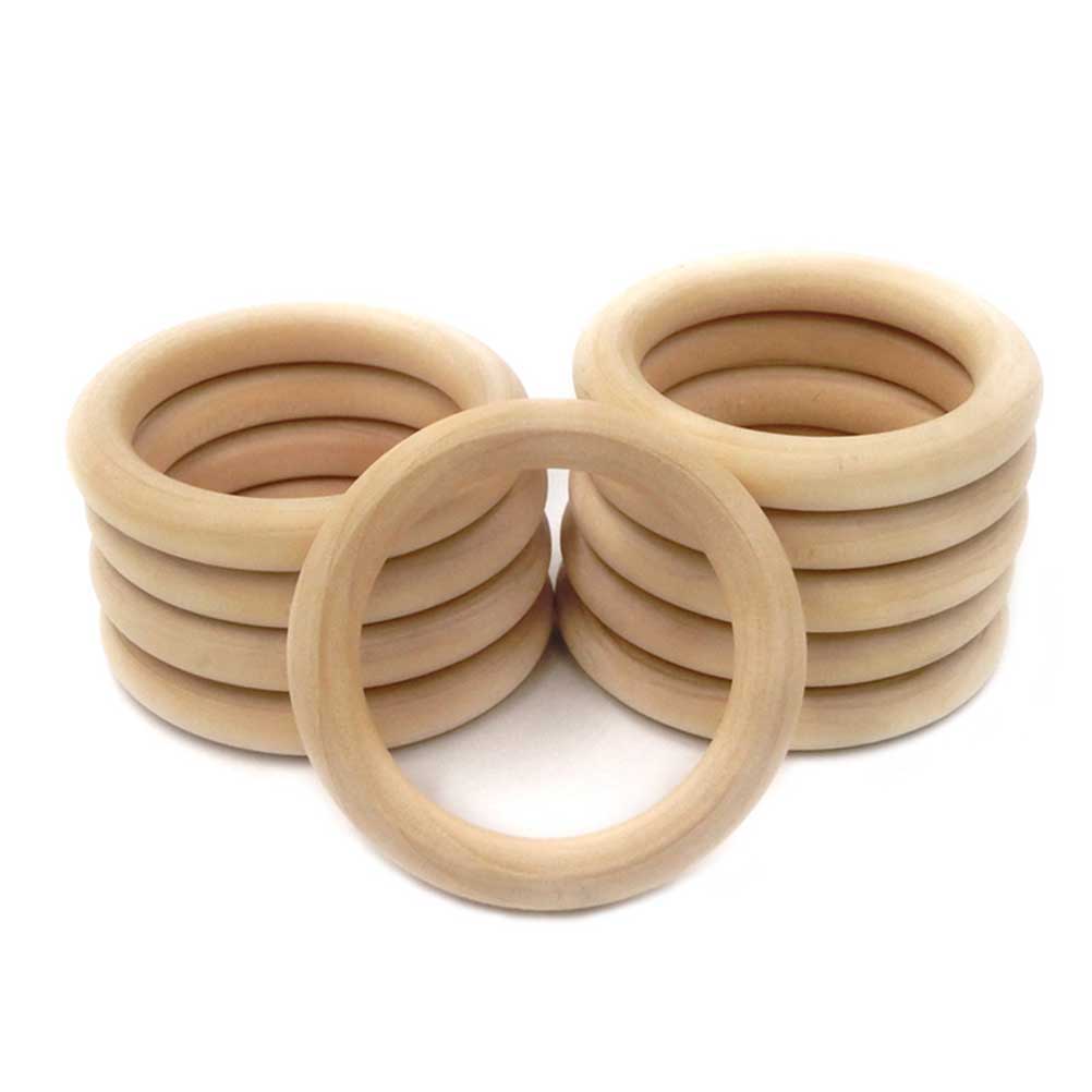 25pcs DIY Baby Teething Ring Accessories Natural Wood Rings Toys Accessory Wooden Outer Diameter 68mm