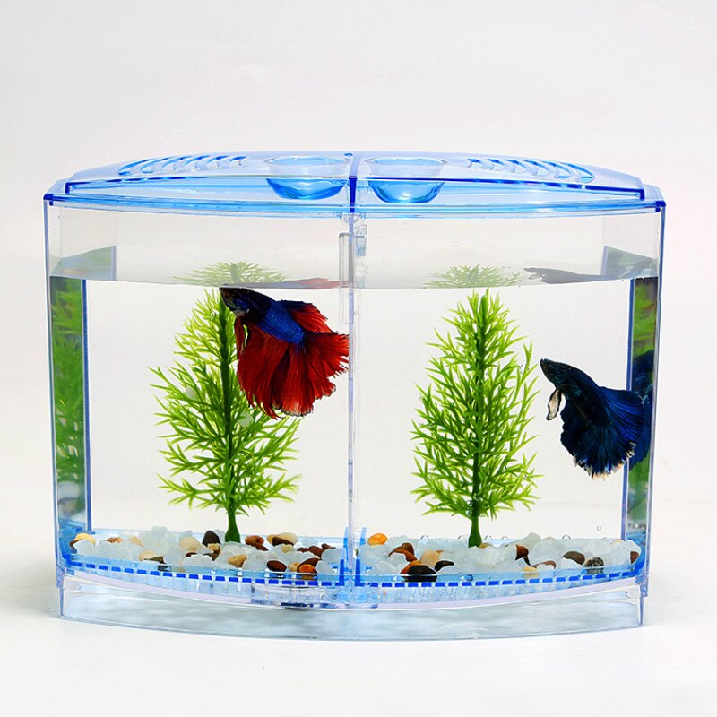 Betta House Mini Fighting Betta Fish Tank Aquarium For Fry Isolation Hatchery Guppy Fish Reptile Cage Turtle House