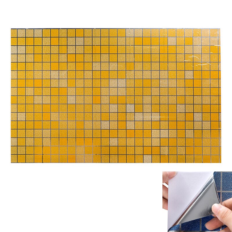 Boligindretning tilbehør vandtæt aluminiumsfolie wallsticker flisebelagt køkken badeværelse vægdekoration tulipan blomst rose: Guld