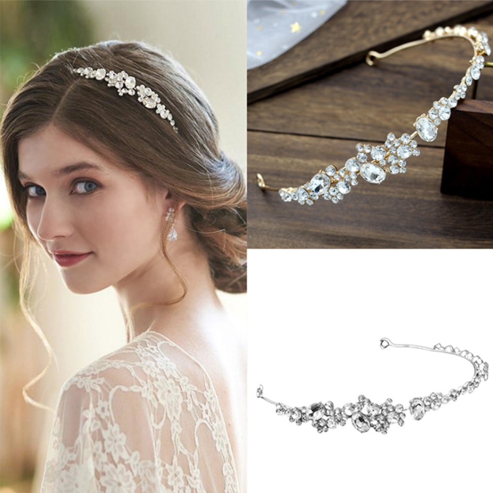 Diadema de cristal de diamantes de imitación corona novia dama de honor tocado accesorios de vestido de novia Tiara para la cabeza pieza adornos para el cabello